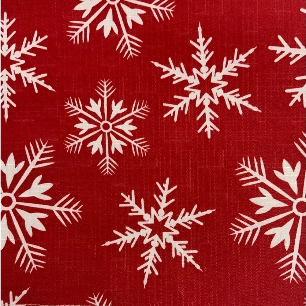Placemats Fabric Reversible Linen Print Holiday Christmas Snowflake Red White